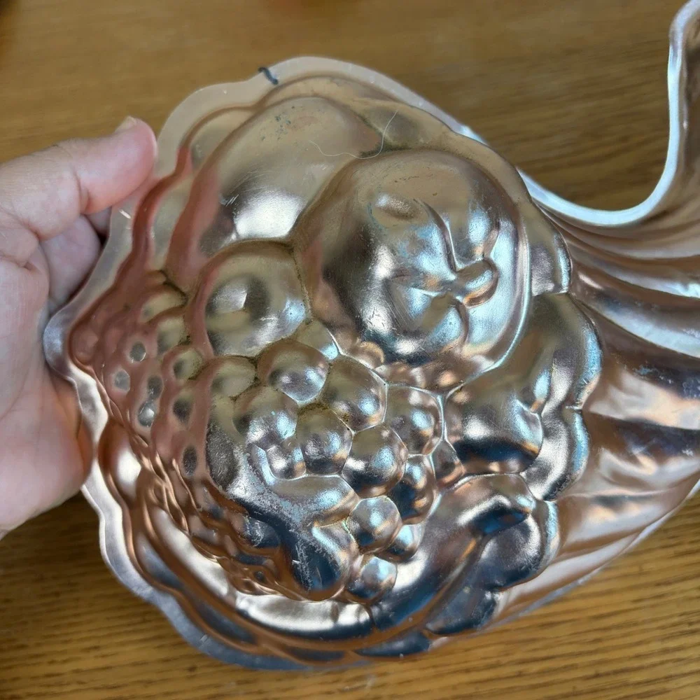 Vintage 1963 A.H.C. Cornucopia Copper Tone Aluminum 5 Cup Jello Cake Mold Pan
